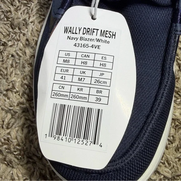 Hey Dude Wally Drift Mesh Men's Size 8 Casual Shoes Navy Blazer Blue White NEW - Picture 7 of 7
